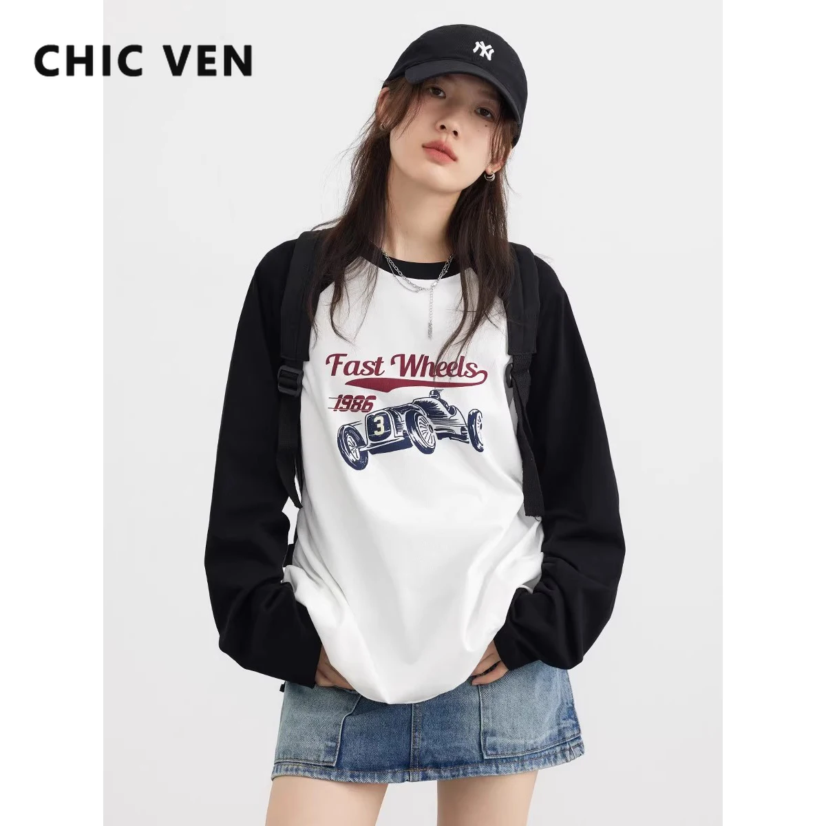CHIC VEN Women T-Shirts New Retro Raglan Sleeve Racing Print Woman Tees Long Sleeve Female Top Ladies Coat Autumn Spring 2023
CHIC VEN Women T-Shirts New Retro Raglan Sleeve Racing Print Woman Tees Long Sleeve Female Top Ladies Coat Autumn Spring 2023