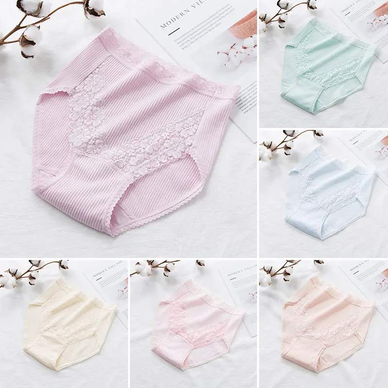 

Cotton Women's Underwear High Waisted Lace Breathable Sexy Underwear Solid Color Women's Underwear Close Fitting Pants