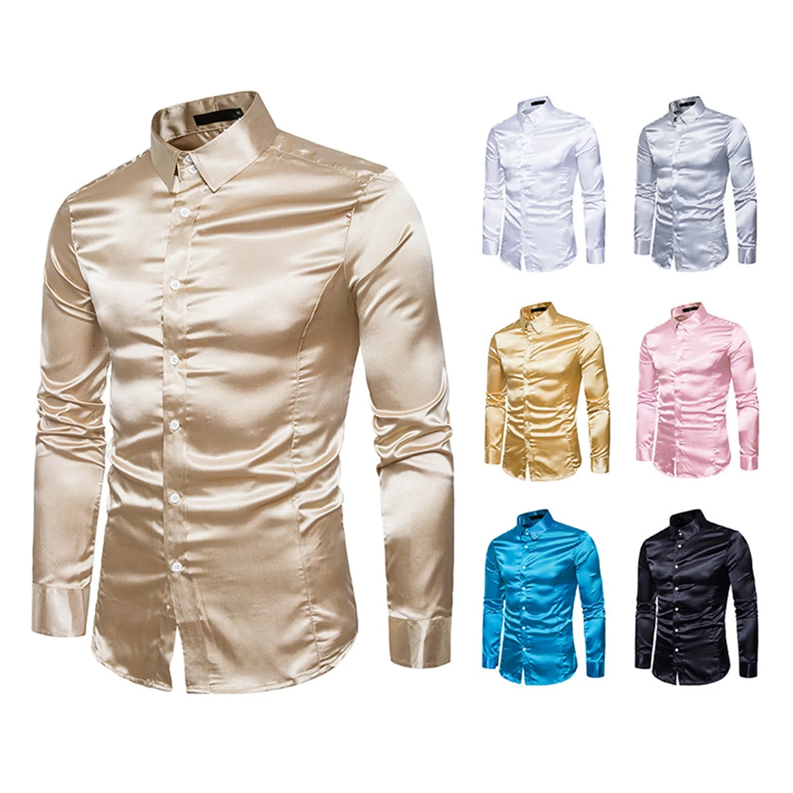 Men Fashion Shiny Wild Business Shirts Silk Like Satin Turn-Down Collar Long Sleeve Button-Down Blouses Party Work Office Tops
Men Fashion Shiny Wild Business Shirts Silk Like Satin Turn-Down Collar Long Sleeve Button-Down Blouses Party Work Office Tops