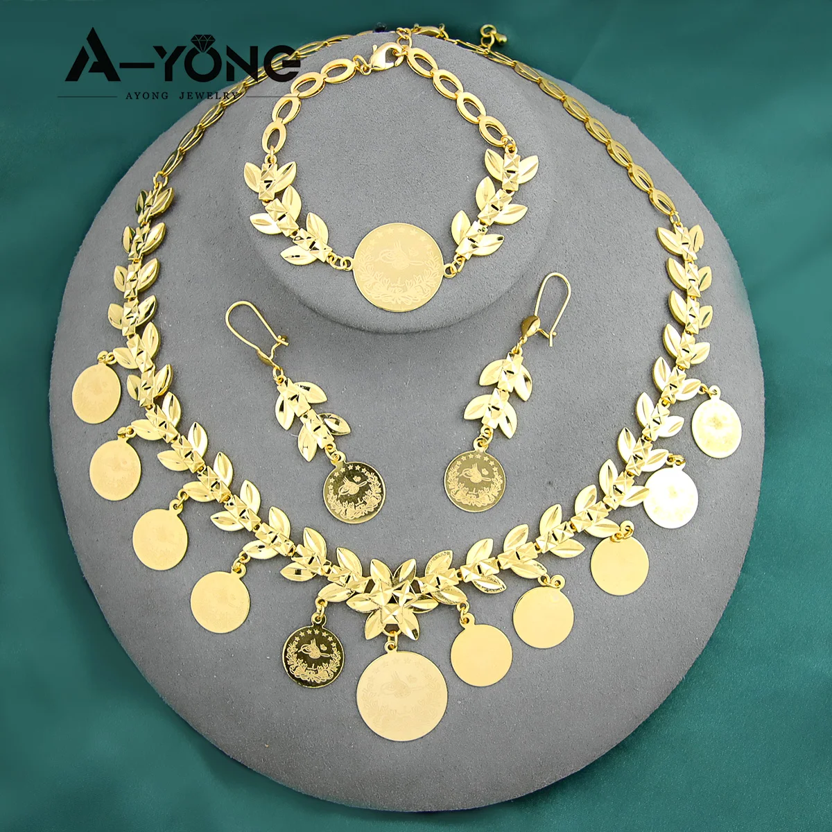 Arab Luxury Wedding Necklace Set 21k Copper Gold Plated Turkish Coins Gold Color Jewelry for Women Bridal Party Gifts
Arab Luxury Wedding Necklace Set 21k Copper Gold Plated Turkish Coins Gold Color Jewelry for Women Bridal Party Gifts