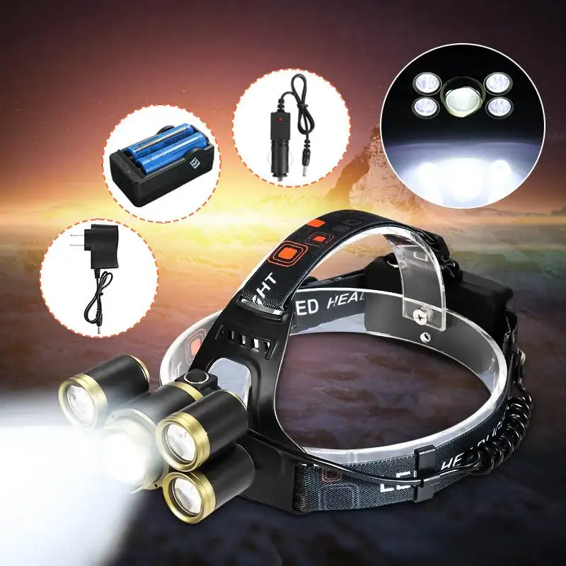 2*18650 Battery Powerful led headlamp USB Rechargeable Head Lamp 5 LED Headlight Waterproof Head Torch
2*18650 Battery Powerful led headlamp USB Rechargeable Head Lamp 5 LED Headlight Waterproof Head Torch
