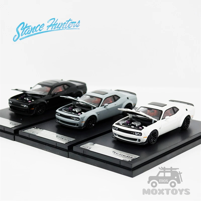

SH Stance Hunters 1:64 Dodge SRT Hellcat Metallic White Grey Black Diecast Model Car