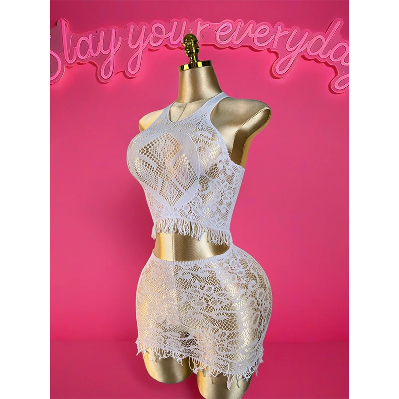 1 Set Sexy Women Fishnet Cover Ups Hollow Out Bodycon Women's Swimwear See through Tassel Dress without Bikini Beachwear DS041 2 Sf56865eaf10b4ae9828c03681c72cc33s