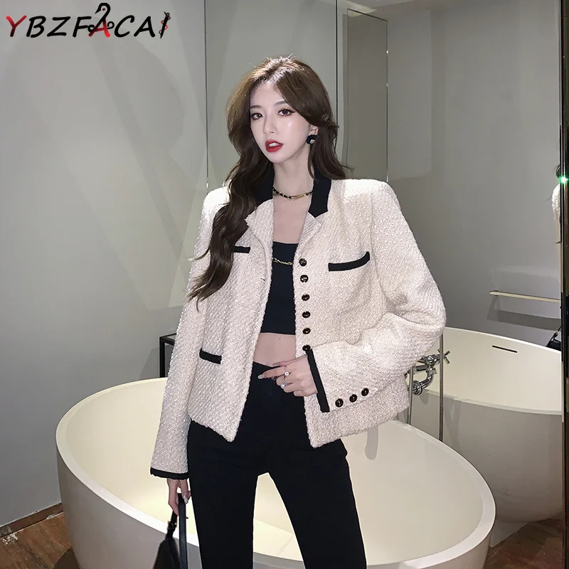 Women's Lapel Small Fragrant Wind Jacket 2022 Fall Winter Korean Elegant White Long Sleeve Tweed Jacket Retro Woven Cropped Top
Women's Lapel Small Fragrant Wind Jacket 2022 Fall Winter Korean Elegant White Long Sleeve Tweed Jacket Retro Woven Cropped Top