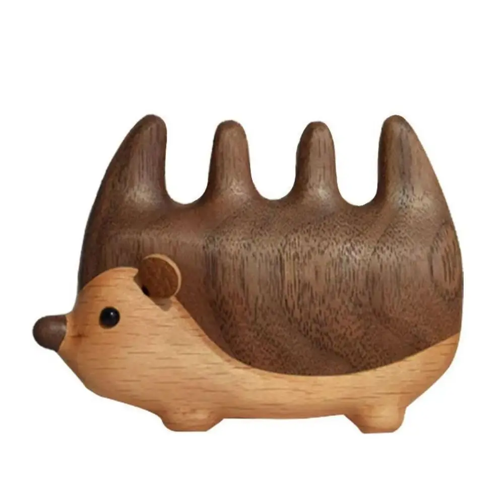 

Portable Walnut Hedgehog Hair Comb Creative Multi-function Scalp Head Massager Hand-carved Personalized Wooden Massage Comb