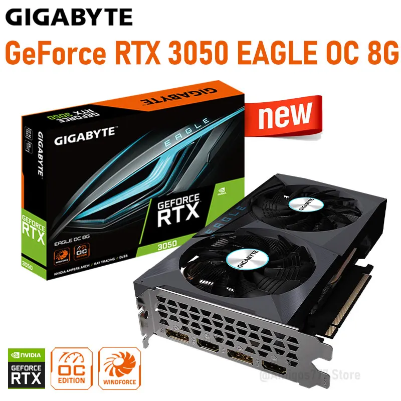 

Gigabyte Graphics Cards GeForce RTX 3050 EAGLE OC 8G LHR GDDR6 14000MHz Raphic Cards 128bit DP PCI-E 4.0 GPU GAMING Video card