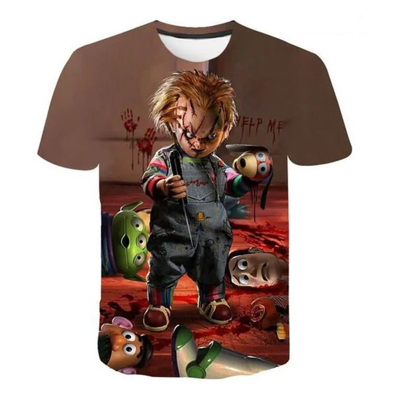 Футболка с рисунком ужасов, 3D Чаки, Детская футболка с графическим рисунком из фильма, детская модная крутая уличная одежда с коротким рукавом, топы в стиле Харадзюку
Футболка с рисунком ужасов, 3D Чаки, Детская футболка с графическим рисунком из фильма, детская модная крутая уличная одежда с коротким рукавом, топы в стиле Харадзюку