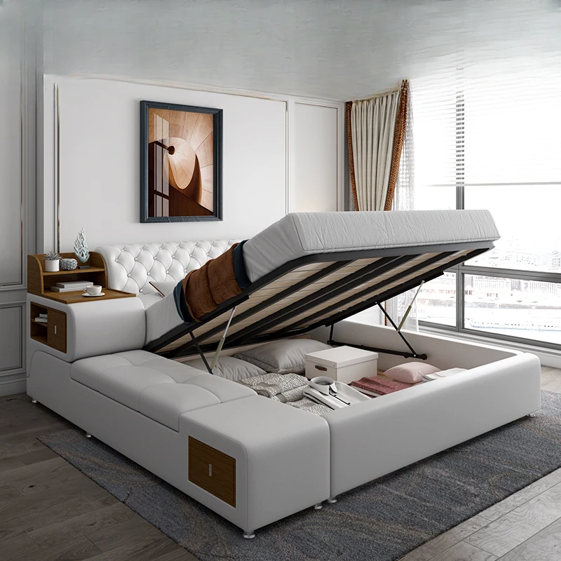 Under Storage Aesthetic Double Bed Modern Luxury Wood Genuine Leather Double Bed Frame King Cama Matrimonial Bedroom Furniture
Under Storage Aesthetic Double Bed Modern Luxury Wood Genuine Leather Double Bed Frame King Cama Matrimonial Bedroom Furniture