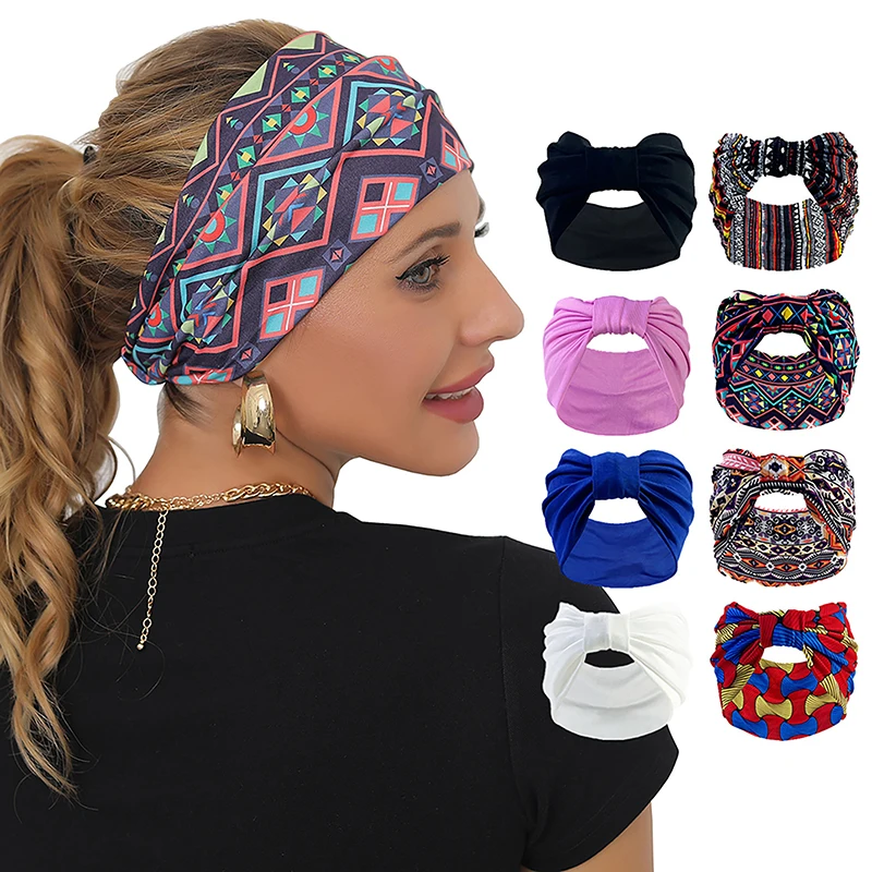 

Эластичная Повязка на голову, тюрбан, головной убор для женщин, спортивная повязка на голову, ультра широкая повязка для волос из спандекса