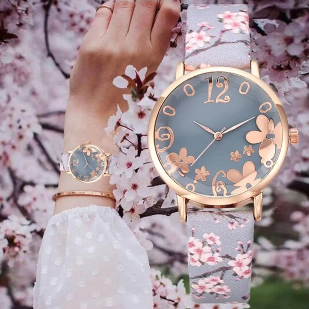 Fashion Women Watch Creative Floral Round Dial Analog Faux Leather Band Women Quartz Wrist Watch reloj mujer Lady Birthday Gift
Fashion Women Watch Creative Floral Round Dial Analog Faux Leather Band Women Quartz Wrist Watch reloj mujer Lady Birthday Gift
