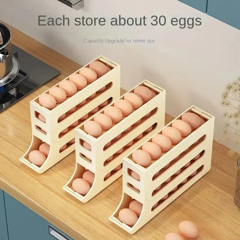 

Контейнер для хранения яиц, слайдер, боковая дверь холодильника, коробка для хранения, лоток, автоматическая вращающаяся коробка для яиц olling, держатель для яиц пищевого класса