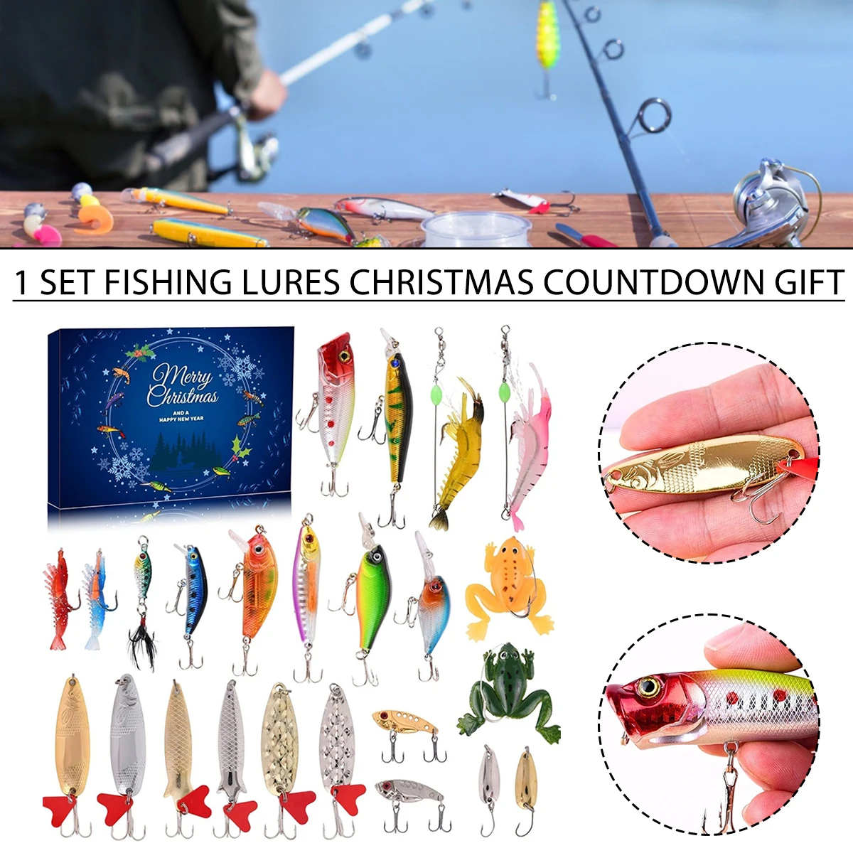 Christmas Advent Calendar Fishing Lure Set Blind Box 24 Days Advent Calendar Fishing Tackle Surprise Gift For Kids Adults
Christmas Advent Calendar Fishing Lure Set Blind Box 24 Days Advent Calendar Fishing Tackle Surprise Gift For Kids Adults