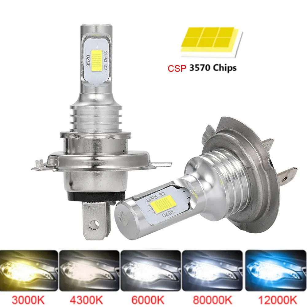 

2PCS CSP Mini H7 LED Lamps For Cars Headlight Bulbs H4 H8 H9 H10 H11 H6 Fog Light HB3 9005 HB4 Ice Blue 8000K 3000K Auto 12V 24V