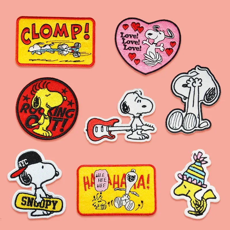 

Тканевые наклейки с вышивкой Snoopys, аниме Мультяшные аксессуары для одежды, наклейки-накладки для девочек и детей, наклейки-этикетки «сделай сам», украшения, подарок