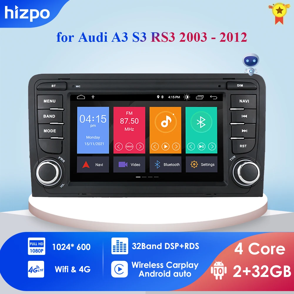 Автомобильный мультимедийный плеер для Audi A3 10 0-2003 7 дюймов 4G LTE Android 2011 GPS радио