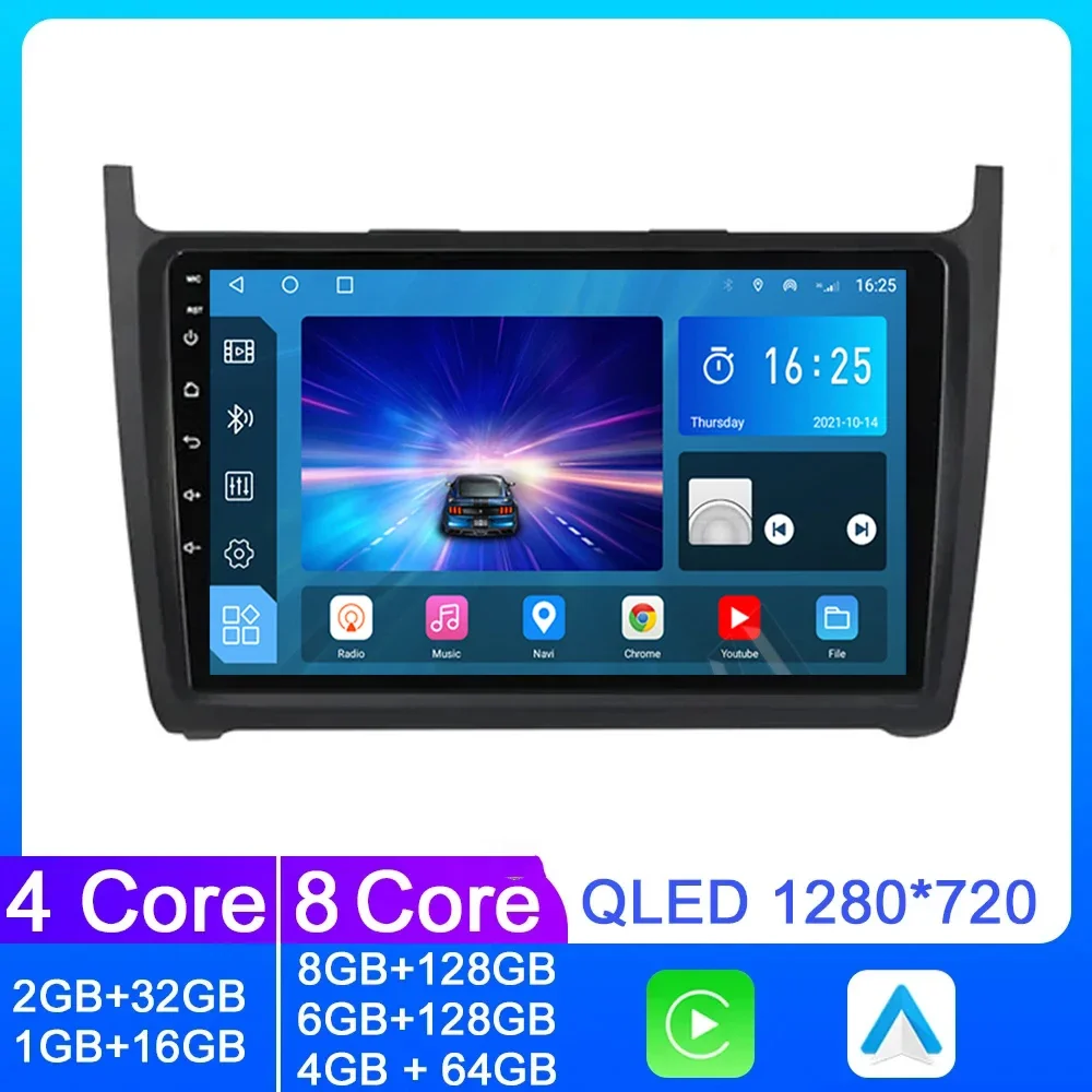 

2DIN Android 13.0 Radio Car For Volkswagen POLO 5 Sedan 2008 - 2018 2019 2020 Multimedia Autoradio CarPlay 4G GPS RDS 2 din DSP