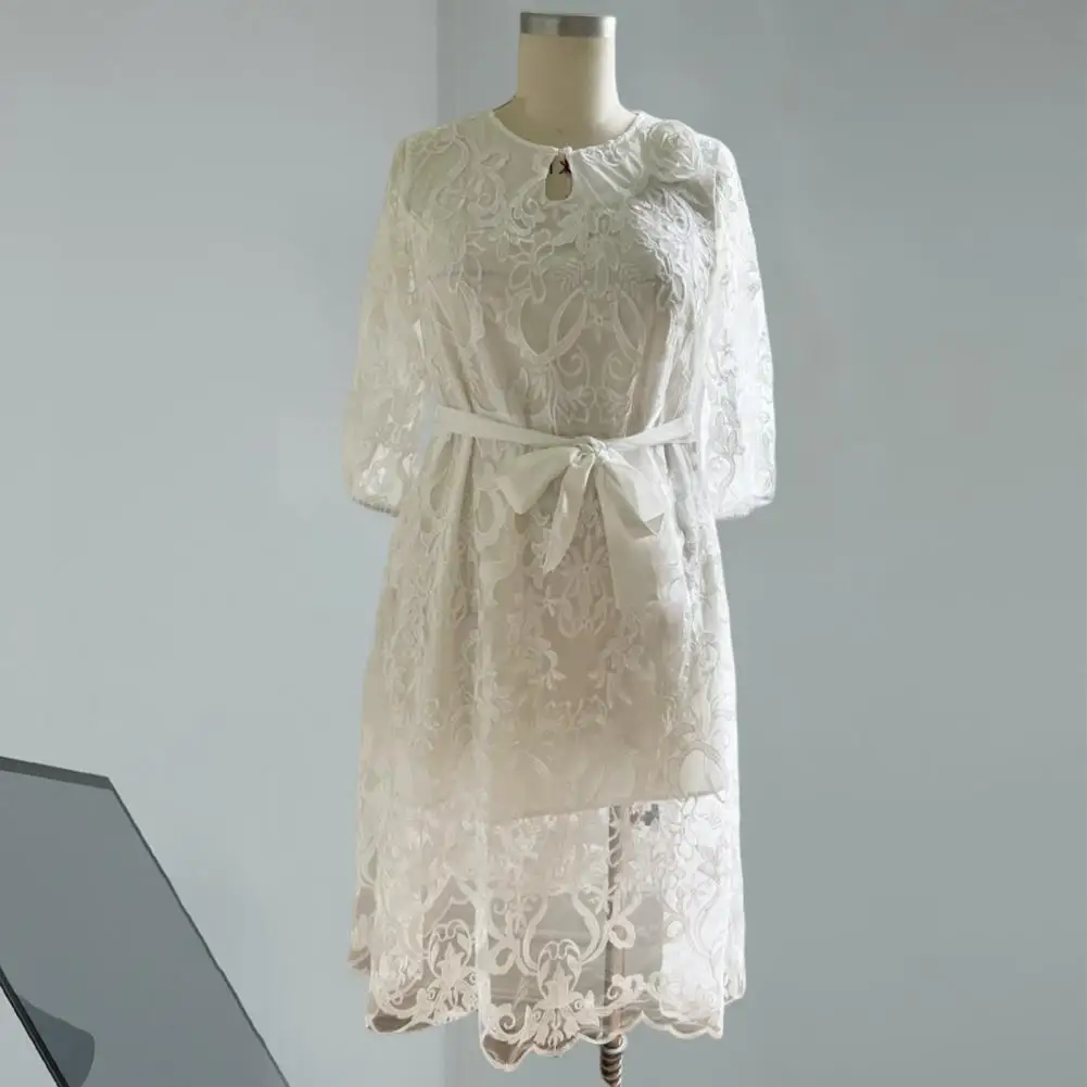 Lady Evening Dress Elegant Plus Size Lace Maxi Dress with Embroidery Detail Belted Waist for Women for Evening Parties Special
Lady Evening Dress Elegant Plus Size Lace Maxi Dress with Embroidery Detail Belted Waist for Women for Evening Parties Special