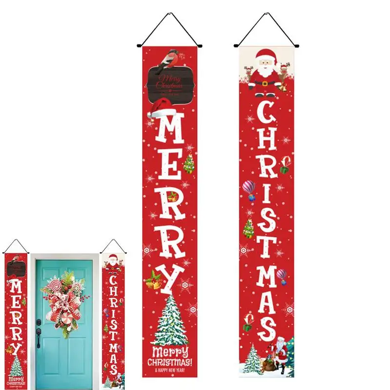 

Merry Christmas Banner Welcome Sign Hang Banner Flag Decoration Portable Winter Welcome Front Porch Banner For Outdoor Living