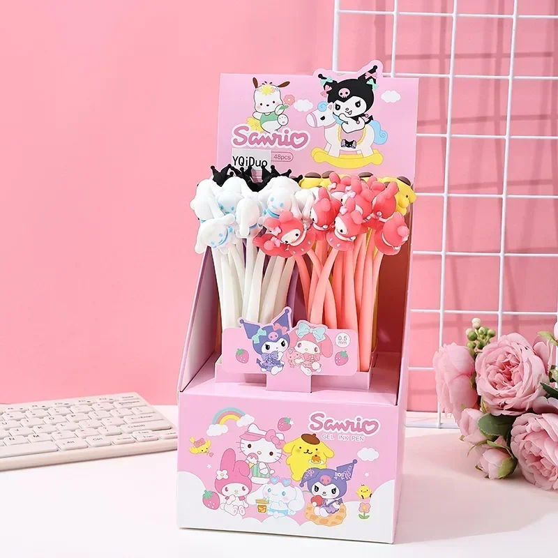 

Sanrio 48pcs Gel Pens Ins Cartoon High-quality Signature Pens Black 0.5mm Water-based Pen Exam Prize Stationery Store Supply