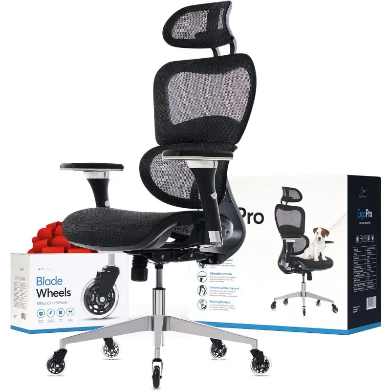 ErgoPro Ergonomic Office Chair, Rolling Desk Chair with 4D Adjustable Armrest, 3D Lumbar Support, Blade Wheels, Mesh Computer
ErgoPro Ergonomic Office Chair, Rolling Desk Chair with 4D Adjustable Armrest, 3D Lumbar Support, Blade Wheels, Mesh Computer