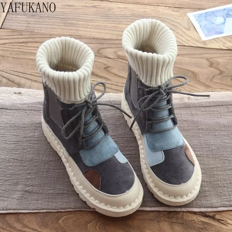 Literary Retro Mori Girl Color Matching Short Boots Handmade Soft Sole Comfortable Casual Ankle Boots Wool Mouth Socks Boots
Literary Retro Mori Girl Color Matching Short Boots Handmade Soft Sole Comfortable Casual Ankle Boots Wool Mouth Socks Boots