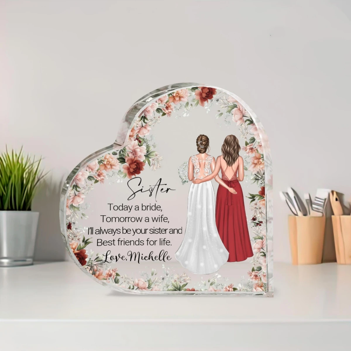 Sisters Dress Print Acrylic Heart Plaque Best Friendship Sister Gift Female Friend Woman for Living Room Office Desk Home Decor
Sisters Dress Print Acrylic Heart Plaque Best Friendship Sister Gift Female Friend Woman for Living Room Office Desk Home Decor