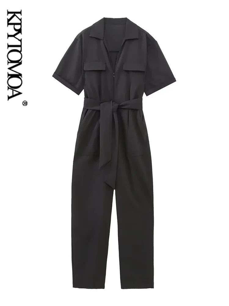 KPYTOMOA Women Fashion With Belt Front Zipper Jumpsuits Vintage Short Sleeve Side Pockets Female Playsuits Mujer
KPYTOMOA Women Fashion With Belt Front Zipper Jumpsuits Vintage Short Sleeve Side Pockets Female Playsuits Mujer