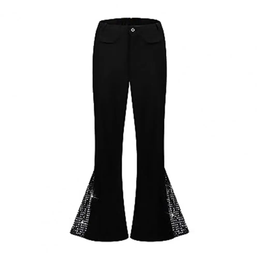 

Men Bell-bottom Pants Shiny Sequin Flared Hem Hippie Costume Pants for Men 60s 70s Vintage Style for Halloween Carnival Party