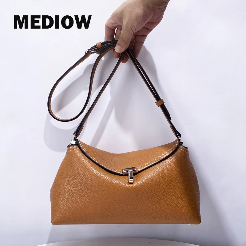 

MEDIOW England Style Hobos Bags For Women Luxury Designer Handbag And Purse 2024 New In PU Lychee Texture Lock Underarm Shoulder