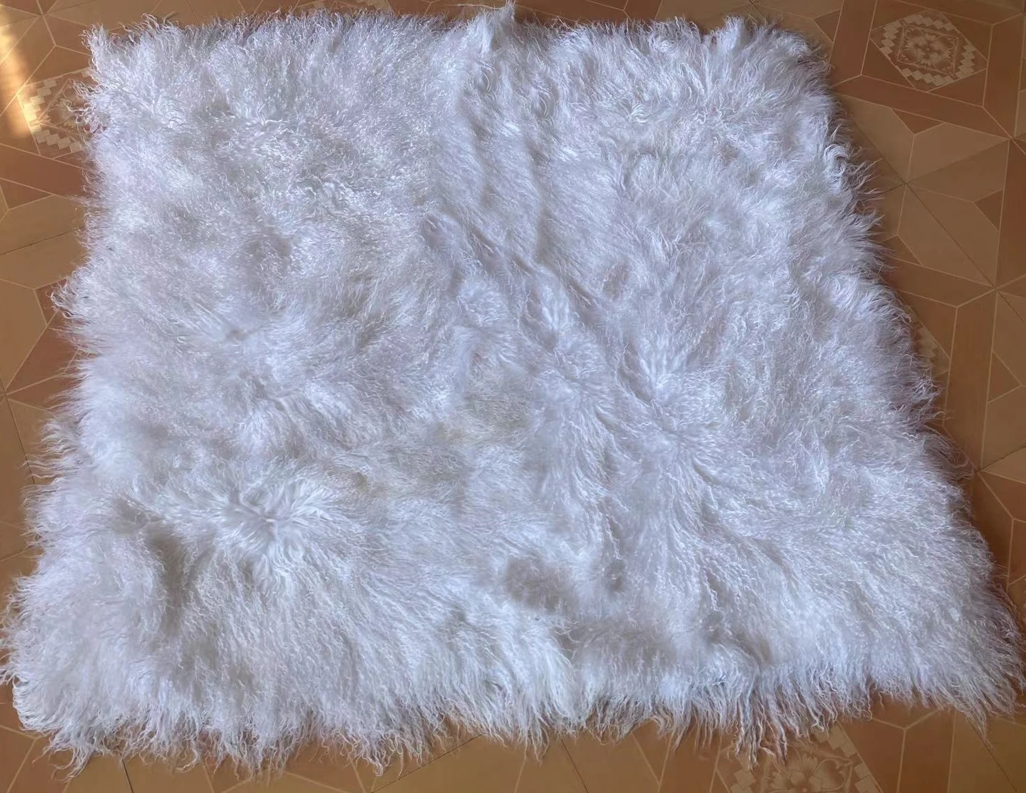 

WHite Tibetan Lamb Rug, Sheepskin Blanket, Mongolian Fur Carpet for Bedroom, Throw Floor Mat, Christmas Decoration, Home Decor