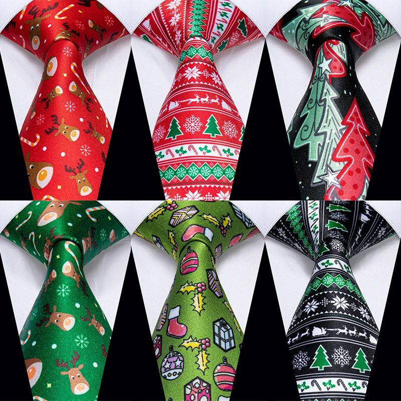 

Christmas Red Green Tie for Man Decor Christmas Tree Elk Snowflake Snowman Men's Santa Claus Necktie Holiday Gift gravatas para