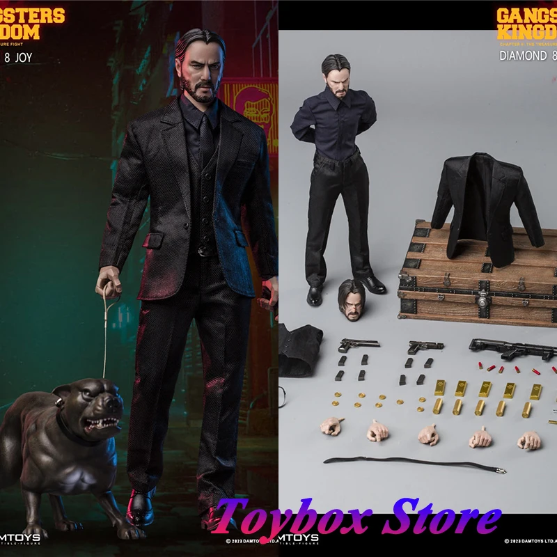 

DAMTOYS GK028 1/6 Collectible Keanu Reeves Joy Movie Action Figure DIAMOND 8 SUIT Accessory Mini Dog Model 6" Full Set Figure