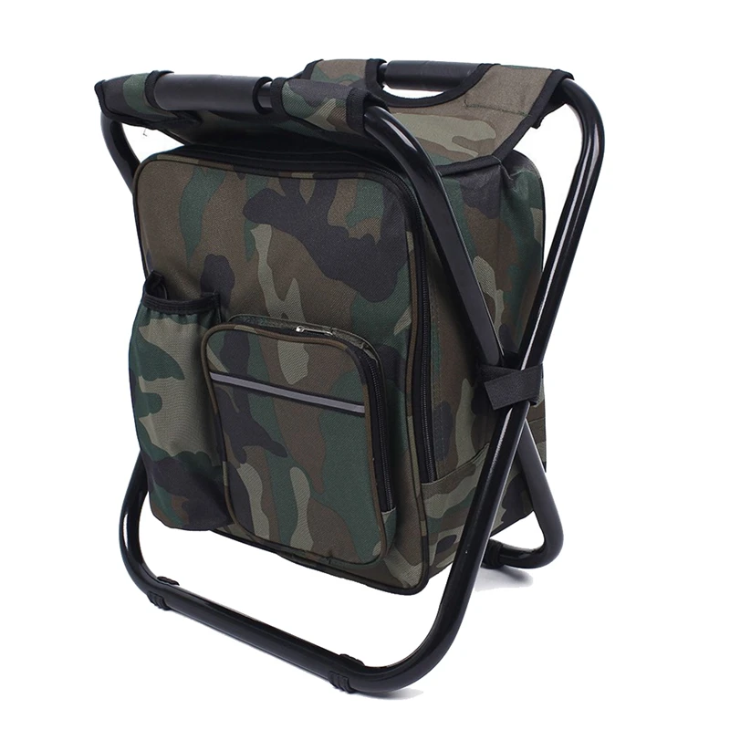 

Portable Hiking Camouflage Camping Stool Camping Stool Folding Camping Chair Stool Backpack With Cooler Insulated Picnic Bag