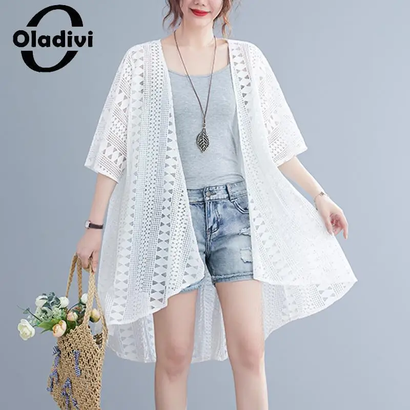 Oladivi Oversized Women Lace Blouse Hollow Out Shirts White Long Top Kimono Thin Sun Protection Large Blusa 4XL 5XL 6XL 7XL 2299
Oladivi Oversized Women Lace Blouse Hollow Out Shirts White Long Top Kimono Thin Sun Protection Large Blusa 4XL 5XL 6XL 7XL 2299