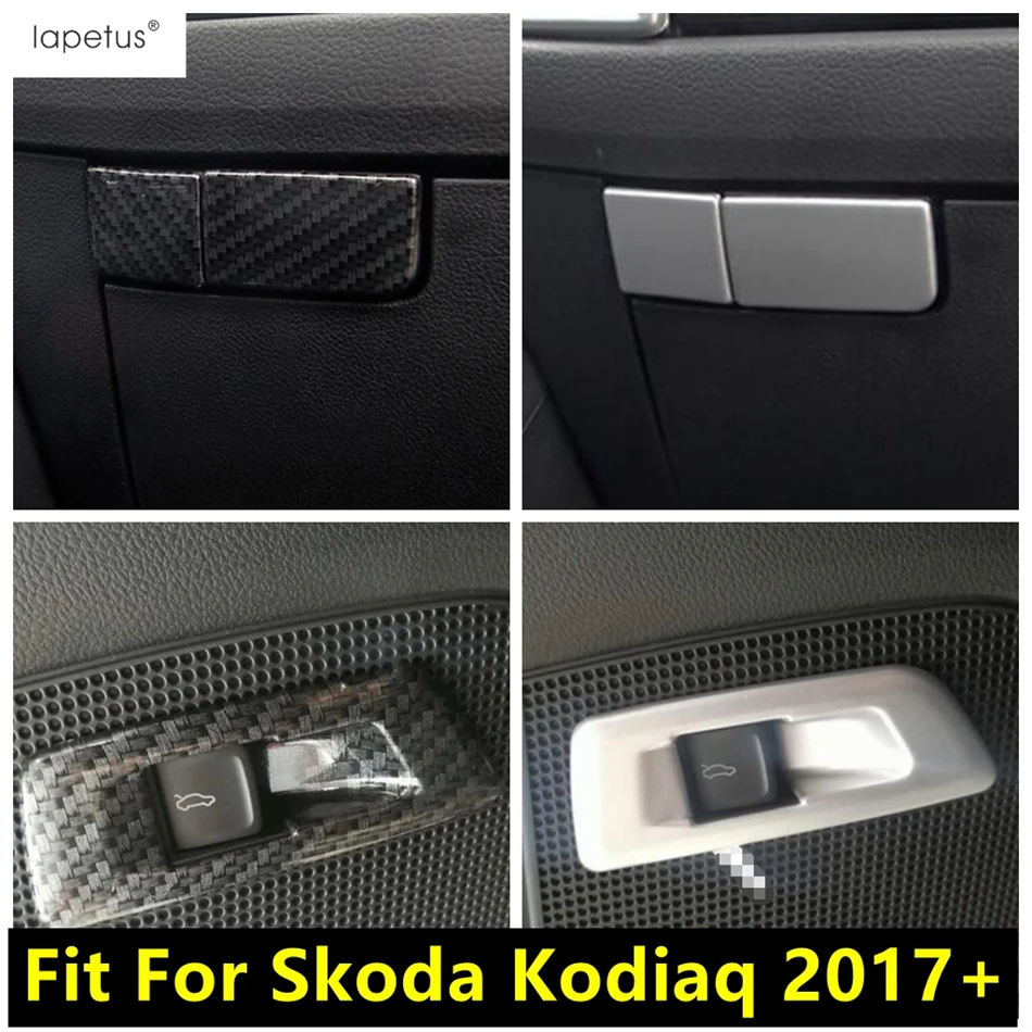 

Rear Tail Gate Button Sequin / Glove Box Decoration Cover Trim For Skoda Kodiaq 2017 - 2022 Carbon Fiber Accessories Interior