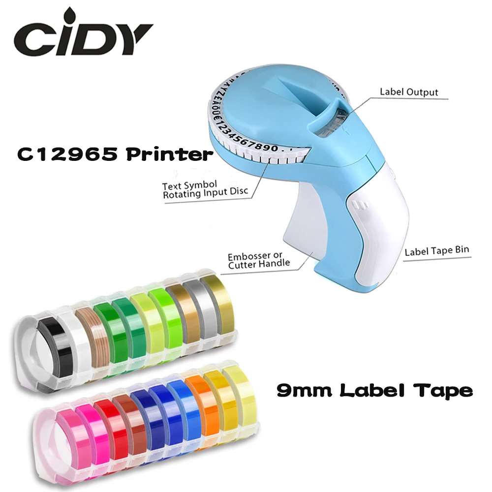 

(with 10 strips of tape) Cindy embossing label machine DIY 3D label printer with durable self-adhesive plastic tape color random