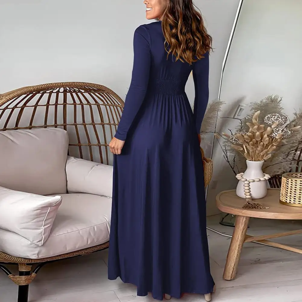 

Deep V-neck Long-sleeved Dress Stunning Women's Maxi Dress Elegant High Split Deep V Neck Slim Fit for Autumn Prom Party Banquet
