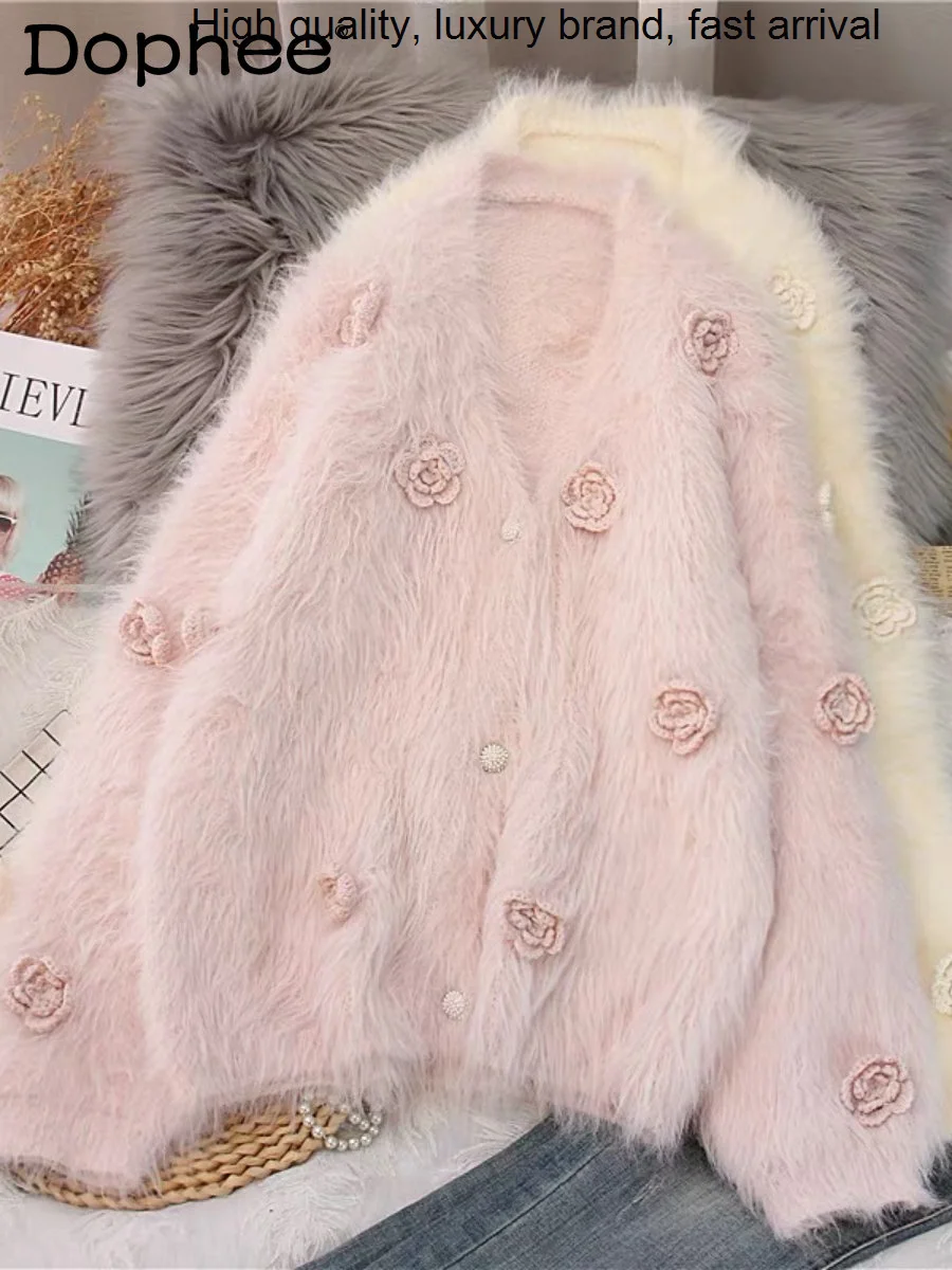 Mink Velvet French V-neck Sweater Coat Women's Loose Sweet Exquisite Flowers Soft Glutinous Plush Warm Knitting Cardigan Jacket
Mink Velvet French V-neck Sweater Coat Women's Loose Sweet Exquisite Flowers Soft Glutinous Plush Warm Knitting Cardigan Jacket