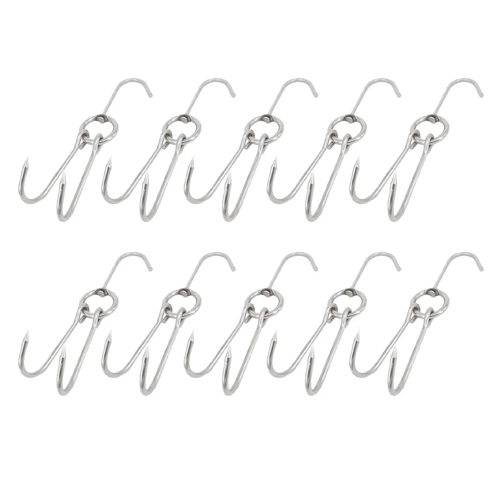 

10 Pcs BBQ Hook Sturdy Hooks Bacon Shop Wear-resistant Ham Tools Convenient Poultry Roast Stainless Steel