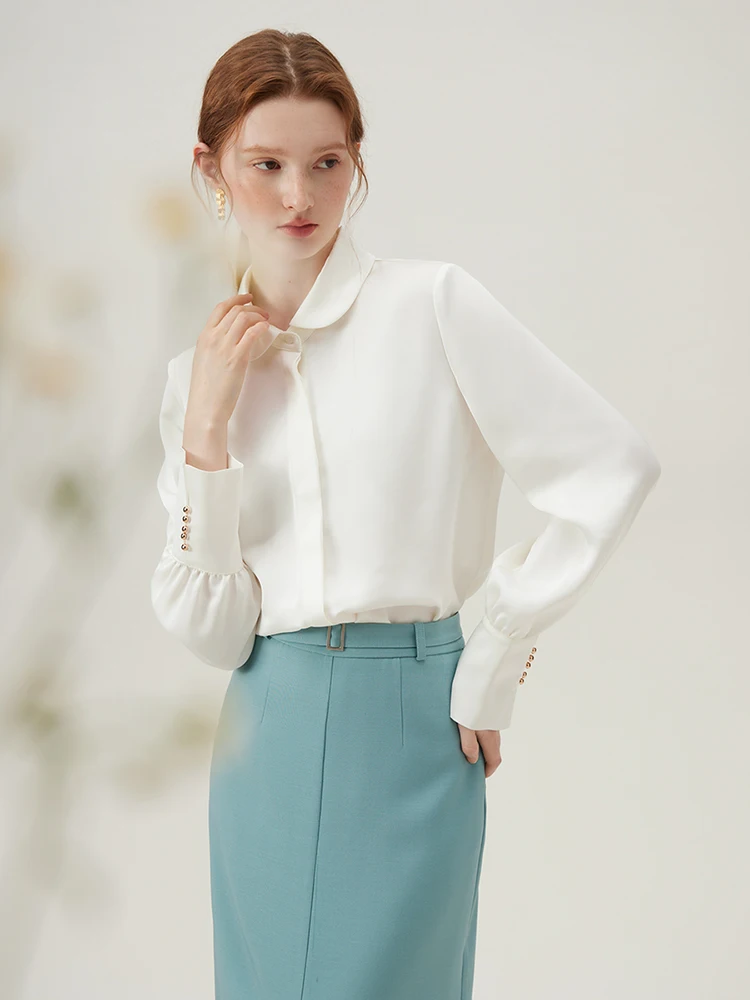 FSLE Versatile Age-reducing White Peter-pan Collar Shirt for Women Long-sleeved Temperament Chiffon Top Shirts Female 24FS11104
FSLE Versatile Age-reducing White Peter-pan Collar Shirt for Women Long-sleeved Temperament Chiffon Top Shirts Female 24FS11104