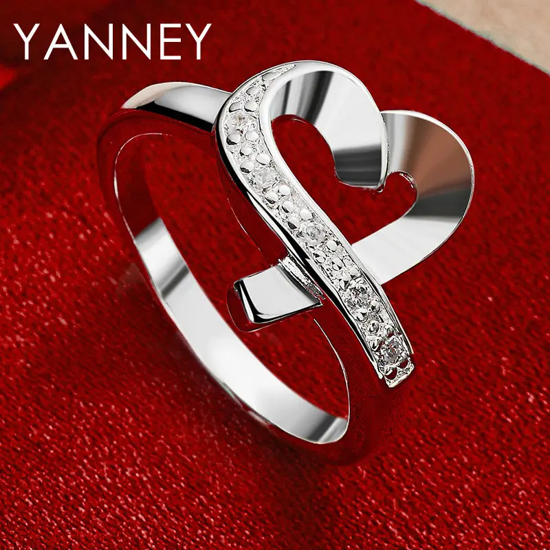 

925 Sterling Silver Fashion 5-10# Luxury Heart Zircon Ring For Women Engagement Wedding Party Girlfriend Jewelry Accessories