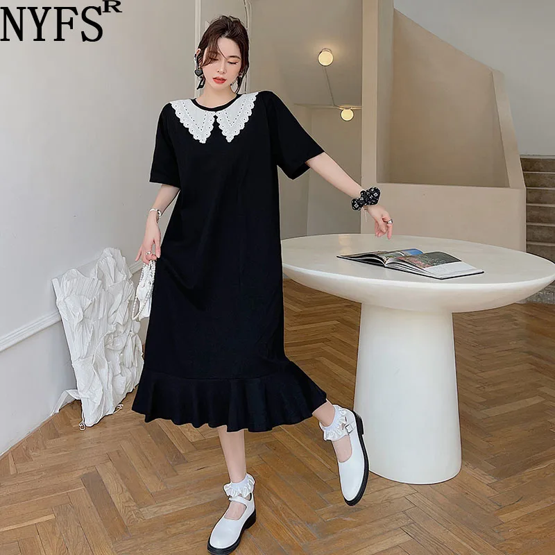 NYFS 2022 Summer Korea New Woman Dress Vestidos Robe Elbise Fashion Plus Size Cotton French Embroidered Collar Long Dresses
NYFS 2022 Summer Korea New Woman Dress Vestidos Robe Elbise Fashion Plus Size Cotton French Embroidered Collar Long Dresses