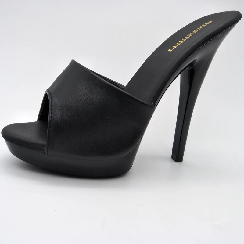 

LAIJIANJINXIA New PU Sexy Exotic Pole Dancing Shoes Summer Women Slippers 13CM High Heels Size 34-46 N016