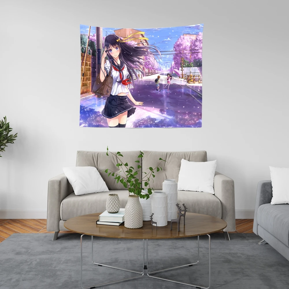 

Custom Anime Girl Tapestry Polyester Home Decor Background Wallpaper Lovely Girl Ins Live Broadcast Take Photos Use Private Logo