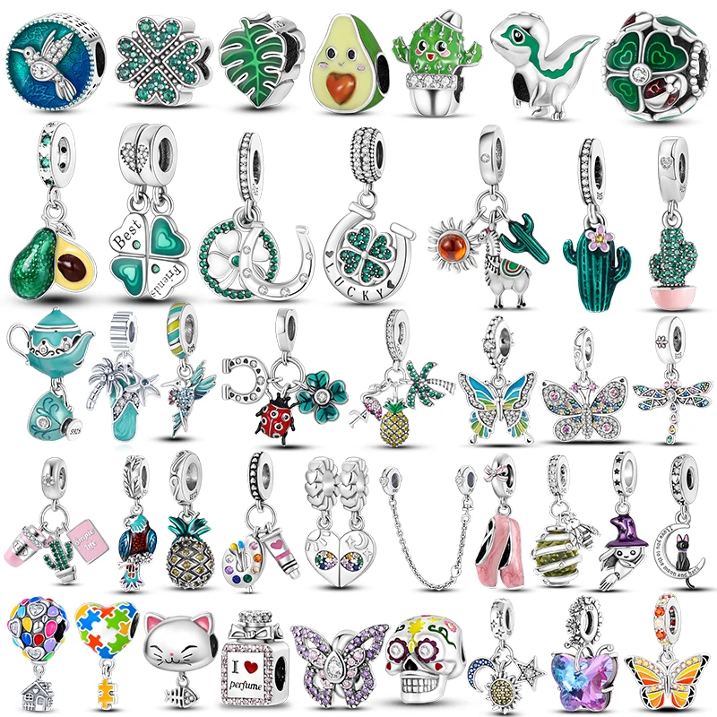 BAMELA 925 Sterling Silver Lucky Clover Green Charms Four Leaf Cactus Chameleon Bead For Pendant Original Bracelet Jewelry GIFT
BAMELA 925 Sterling Silver Lucky Clover Green Charms Four Leaf Cactus Chameleon Bead For Pendant Original Bracelet Jewelry GIFT
