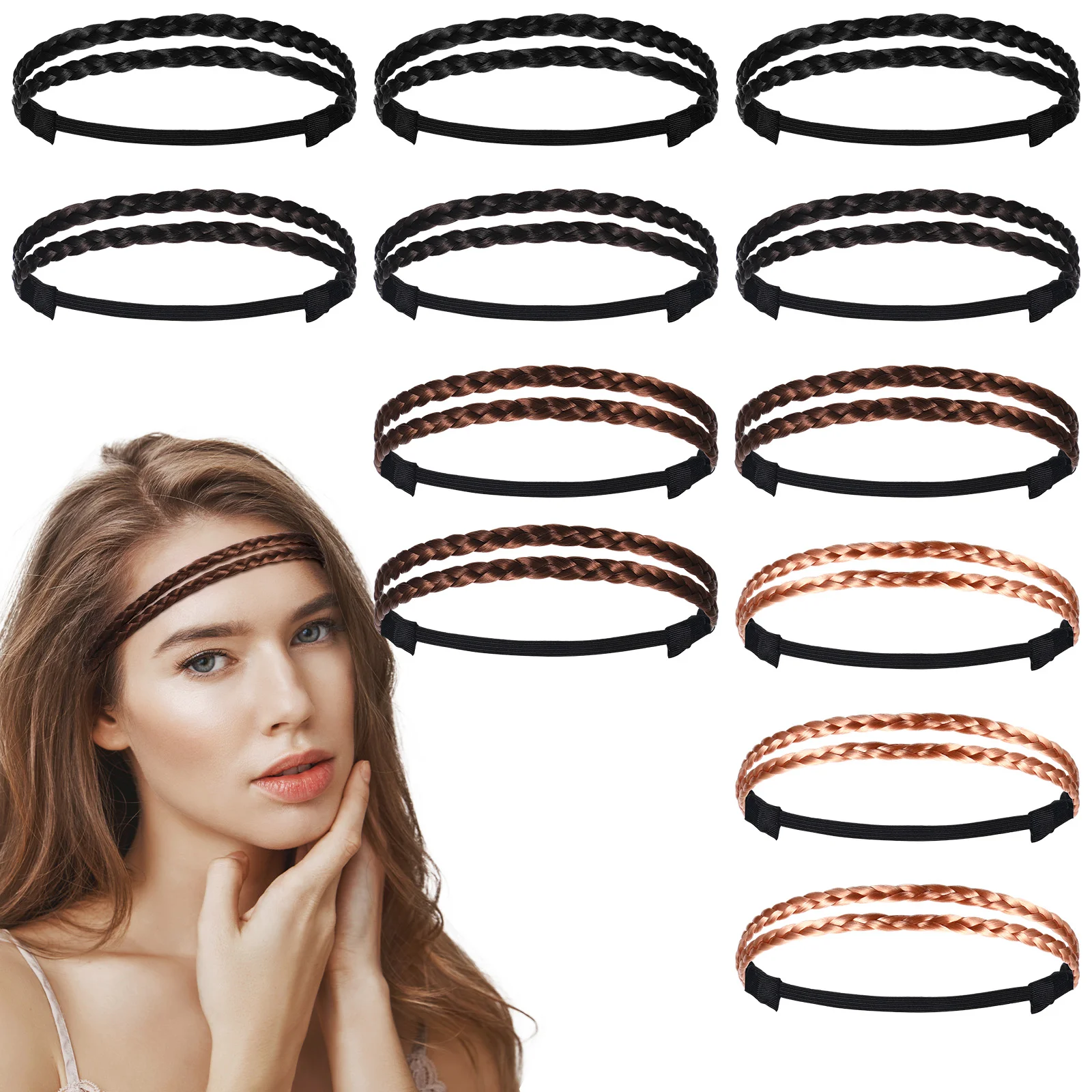 12 Pcs Hair Accessories Double Braided Knotted Headband Elastic Twist Miss Wigs Women Chemical Fiber Accessory for
12 Pcs Hair Accessories Double Braided Knotted Headband Elastic Twist Miss Wigs Women Chemical Fiber Accessory for