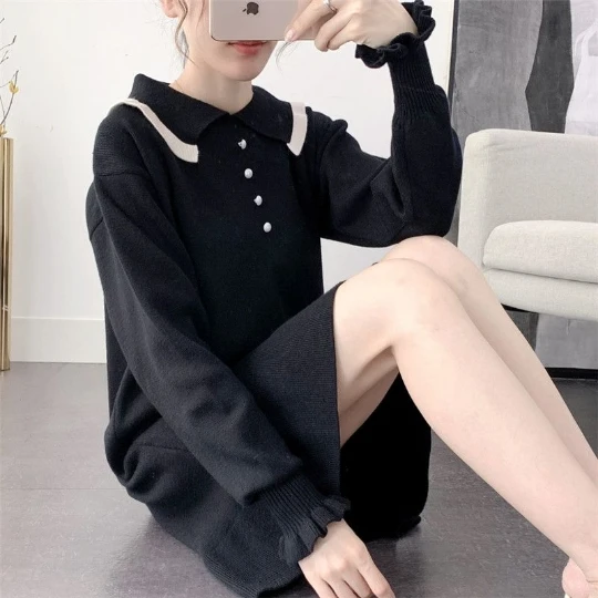 Black Leisure Student Fitting Long Sleeve Knitting Knit Camisole Woman Dresses Fall Girl Women Dress Lady Cloth Falda Vestido
Black Leisure Student Fitting Long Sleeve Knitting Knit Camisole Woman Dresses Fall Girl Women Dress Lady Cloth Falda Vestido