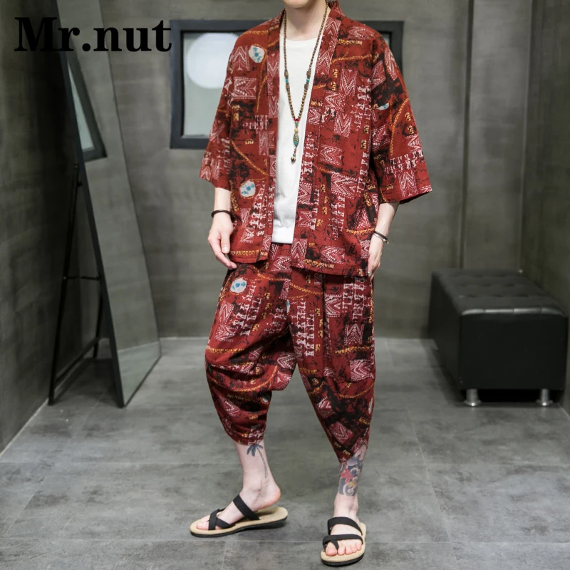 Mr.nut Summer Beach Casual Men 2 Piece Set Personalized Clothing Shirts Harem Pants Suit Cotton Linen Japanese Style Streetwear
Mr.nut Summer Beach Casual Men 2 Piece Set Personalized Clothing Shirts Harem Pants Suit Cotton Linen Japanese Style Streetwear