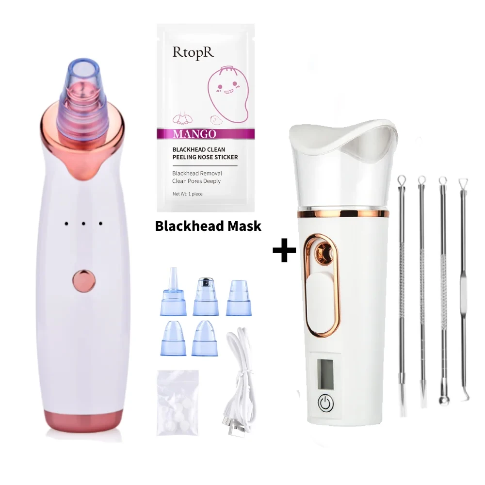 Blackhead Remover Vacuum Pore Cleaner Face Cleaning Brush Ance Pimple Black Dots Spot Extractor Nano Facial Sprayer Steamer 
Blackhead Remover Vacuum Pore Cleaner Face Cleaning Brush Ance Pimple Black Dots Spot Extractor Nano Facial Sprayer Steamer