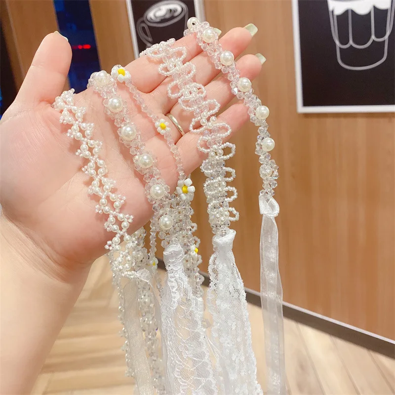 Japanese and Korean Sweet Super Fairy Dual-use Crystal Pearl Headband Bow Tie Hair Streamers Net Yarn Choker Hair Accessories 
Japanese and Korean Sweet Super Fairy Dual-use Crystal Pearl Headband Bow Tie Hair Streamers Net Yarn Choker Hair Accessories